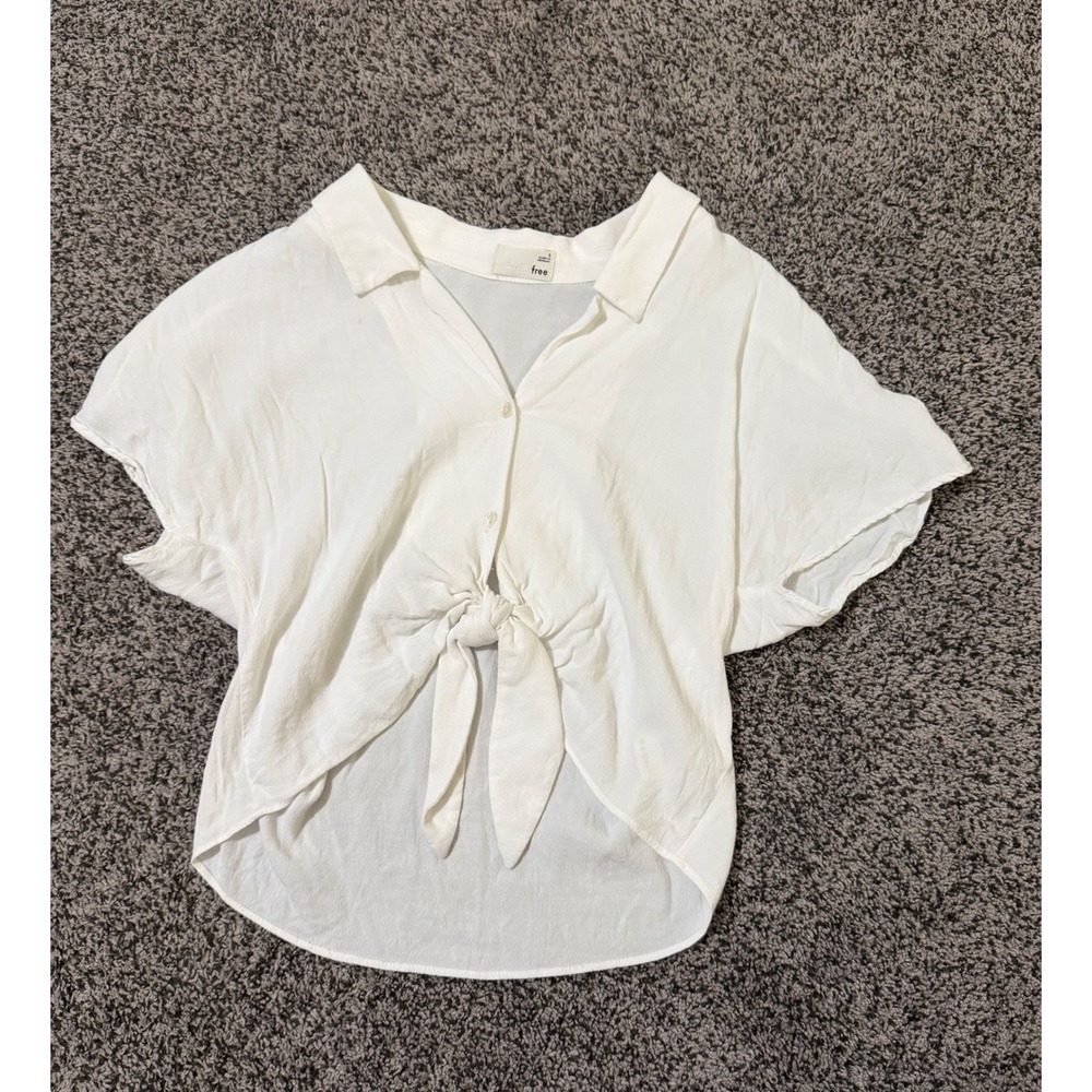 Wilfred Free Aritzia White Tie Front Button Blouse Women's Small 100% Viscose